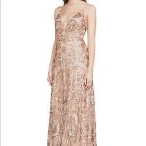 BCBG Dorthea Sequin Backless Dress Pink champagne